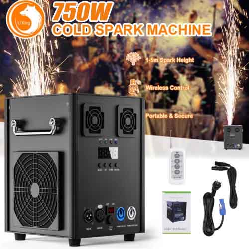 2x 750W Cold Spark Machine DMX Sparkular Funkenmaschine + 10x Pulver (200g)