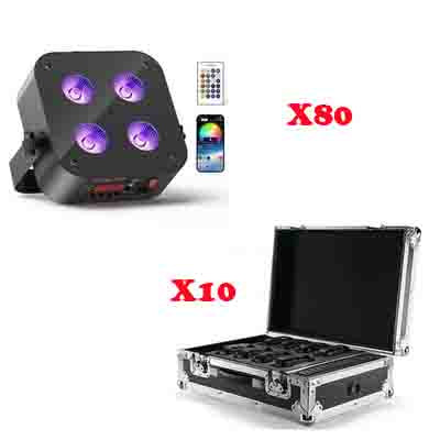 80X 4X25W RGBWA+UV Stage Par Light Rechargeable Wireless+10xCase