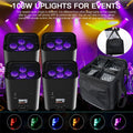 4Stk 108W RGBWAUV Wireless DMX Akku LED Par Scheinwerfer APP-Steuerung Strahler Mit 1x Taschen(4in1)