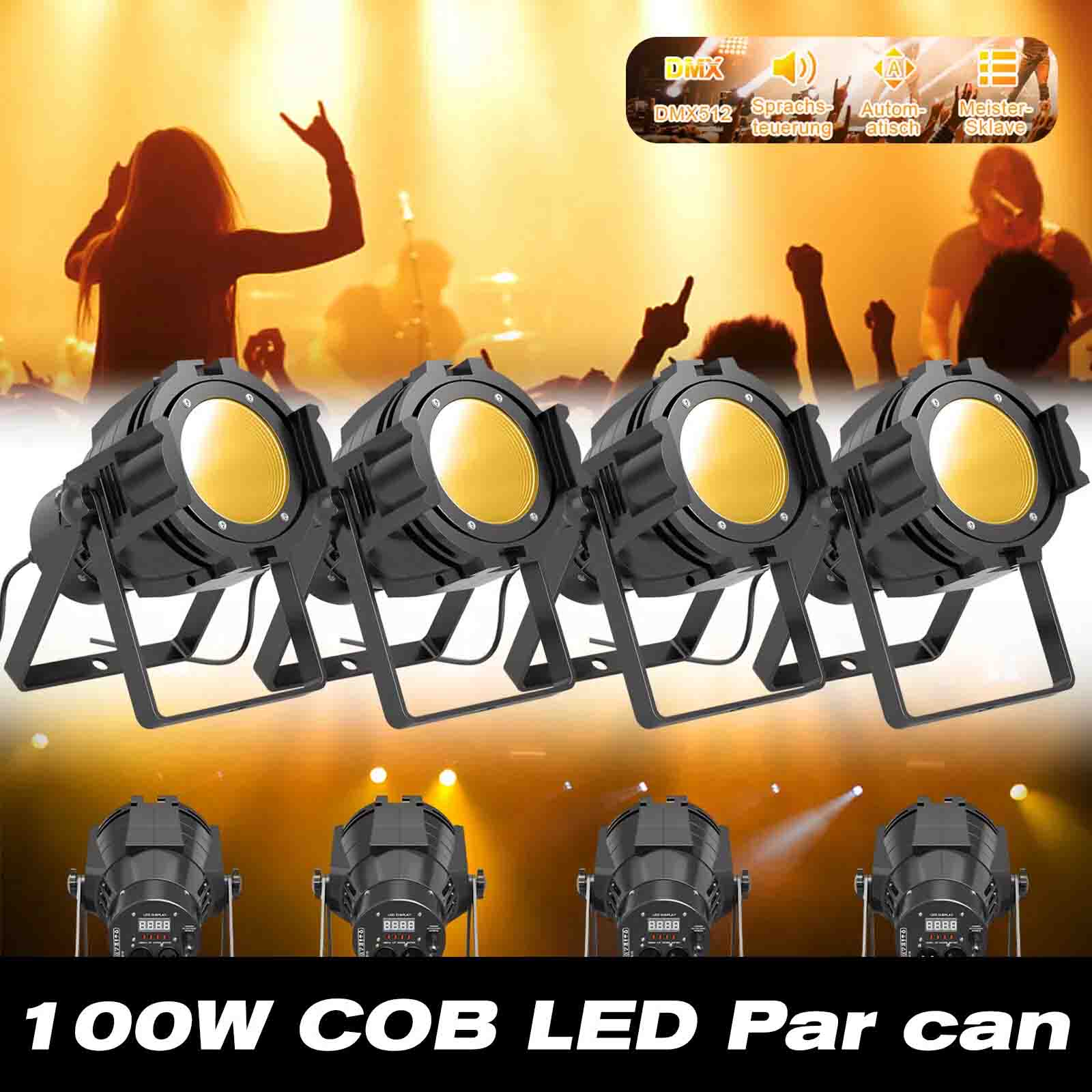 4x 100W COB LED Par DMX Audience Blinder Strahler Weiß Warmweiß dj Scheinwerfer