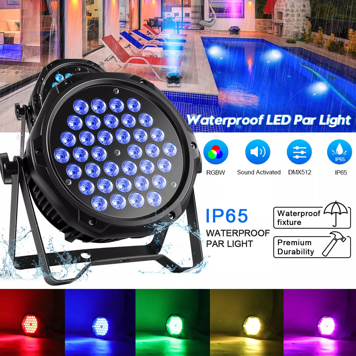 8X 250W RGB IP65 Wasserdicht 36 LED PAR