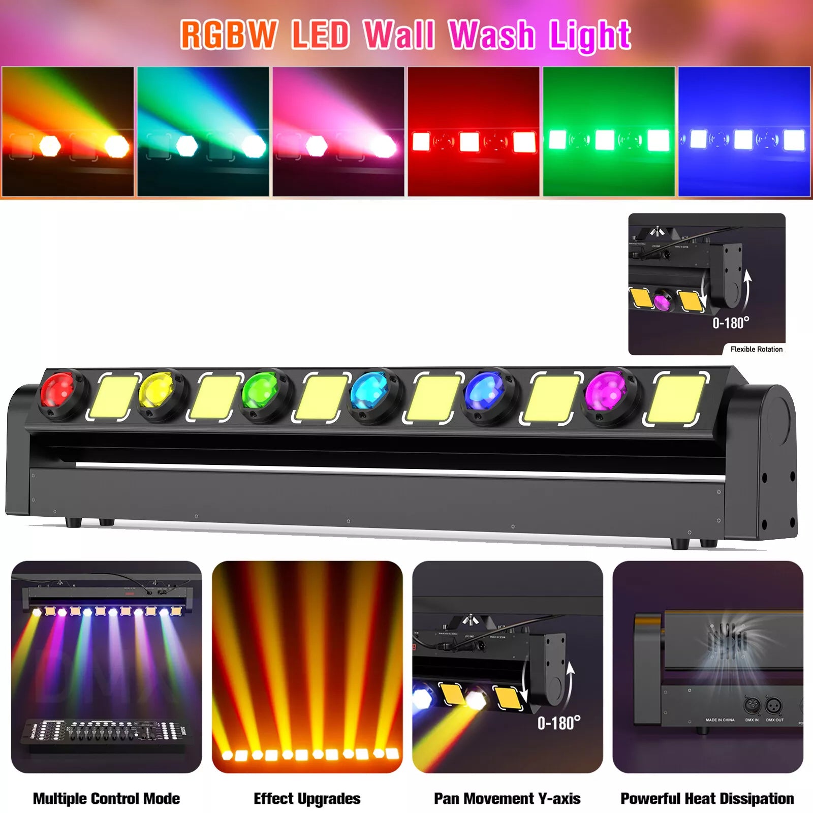 2X 6+6 Beam LED 150W Moving Head Wall Washer Licht RGBW Bühnenlicht Bar DMX Party2