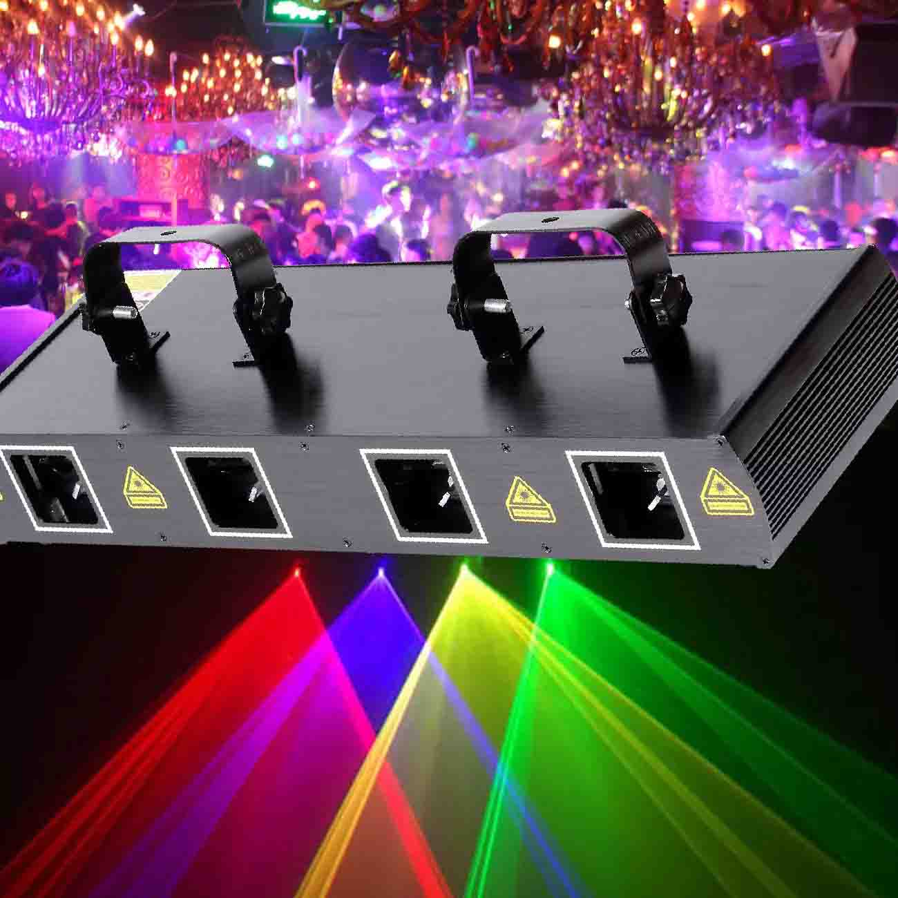 4 Augen RGBY Laser Projektor DMX Bühnenbeleuchtung Beam DJ Party Bar Disco Show
